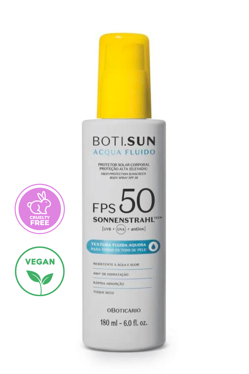Boti.Sun Body Sunscreen VEGAN Spray Acqua Fluid SPF 50 180 ml - Brazilian Body Care | Brazilian Perfum Hair Skin Care Cosmetics online - Missy Mô