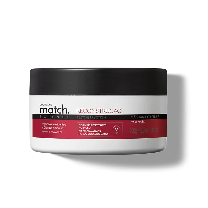 MATCH  Science Reconstruction Hair Mask 250 g - O Boticário (vegan)