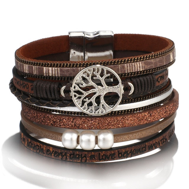 Tree of Life Pearl Leather Bracelets - Shop Women's Clothing | Affordable Ladies Apparel & Accessories online - Missy Mô